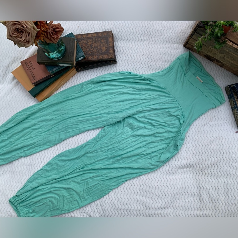 Free People Mora drop-waist one piece/jumpsuit from Beach Collection, XS Teal